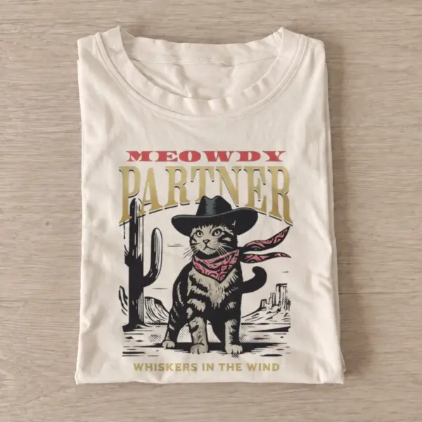 Meowdy partner cat t shirt sand20meowdy partner cat.webp