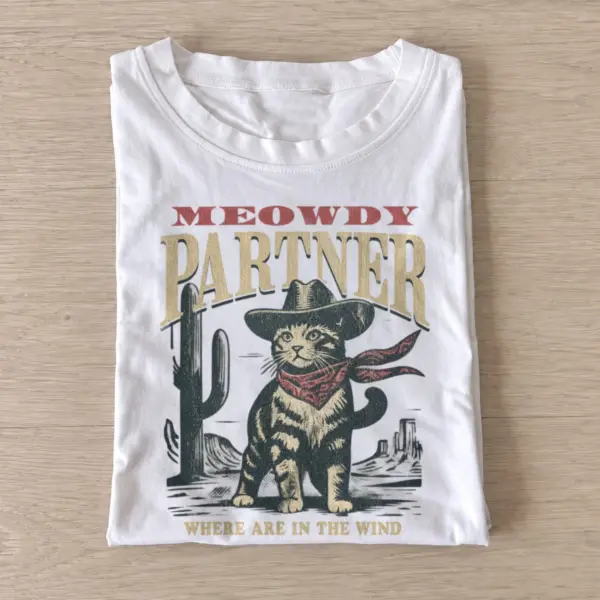 Meowdy partner cowboy tabby cat t shirt white20meowdy tabby.webp