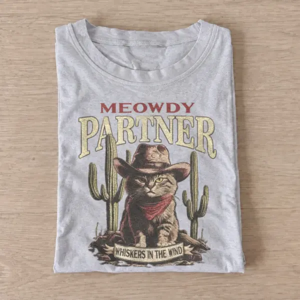 Meowdy partner desert cat t shirt gray20meowdy desert cat.webp