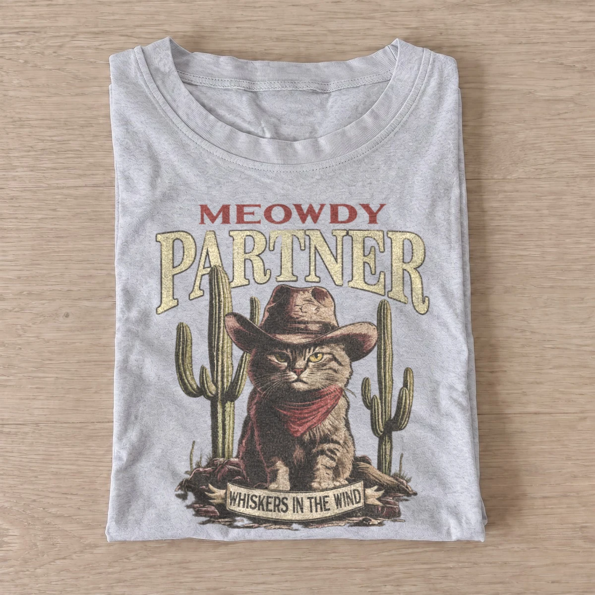 Meowdy partner desert cat t shirt gray20meowdy desert cat.webp