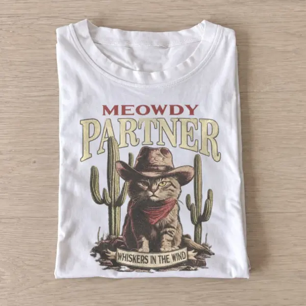 Meowdy partner desert cat t shirt white20meowdy desert cat.webp
