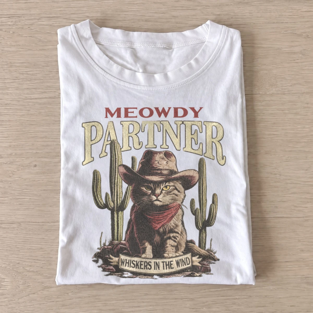 Meowdy partner desert cat t shirt white20meowdy desert cat.webp