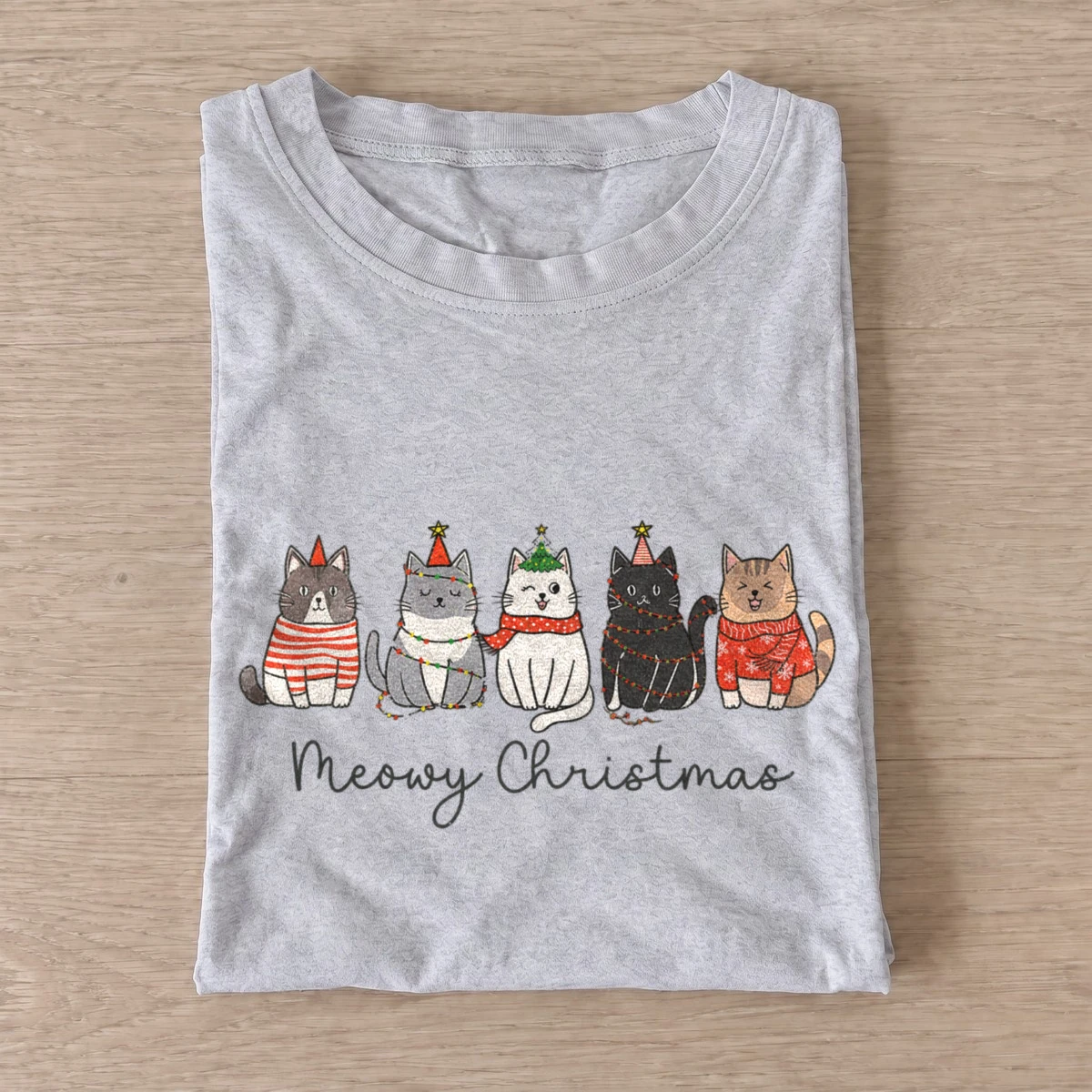 Meowy christmas cats graphic t shirt gray20meowy christmas.webp