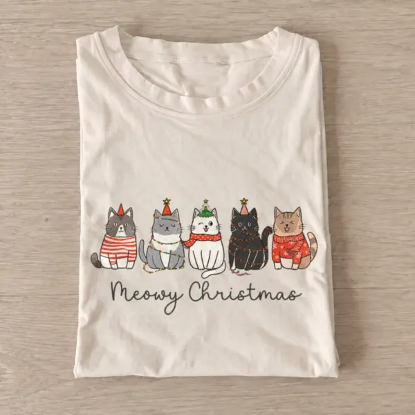 Meowy christmas cats graphic t shirt sand20meowy christmas.webp