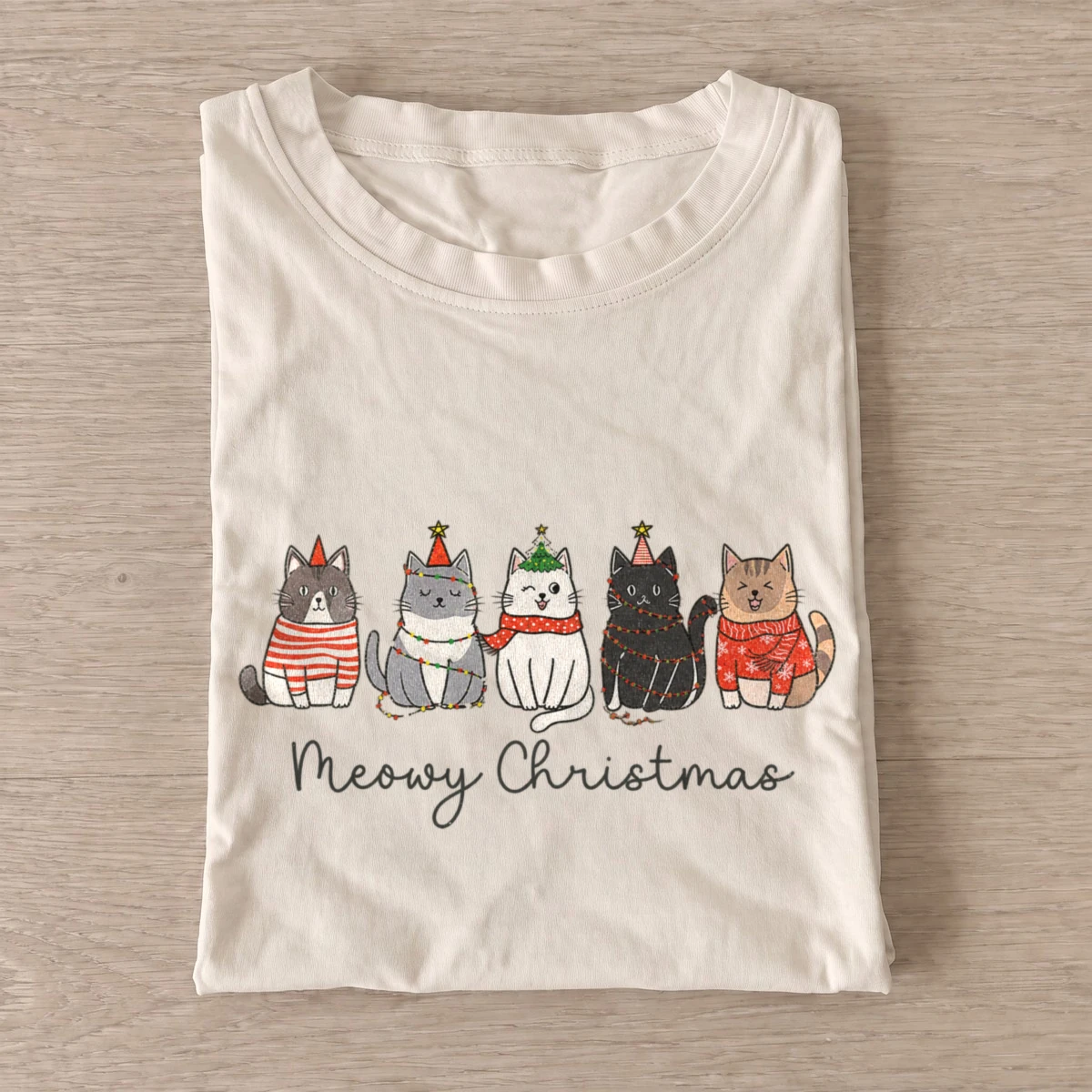 Meowy christmas cats graphic t shirt sand20meowy christmas.webp