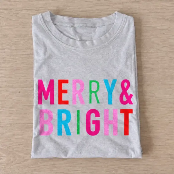 Merry and bright colorful christmas t shirt gray20merry and bright.webp