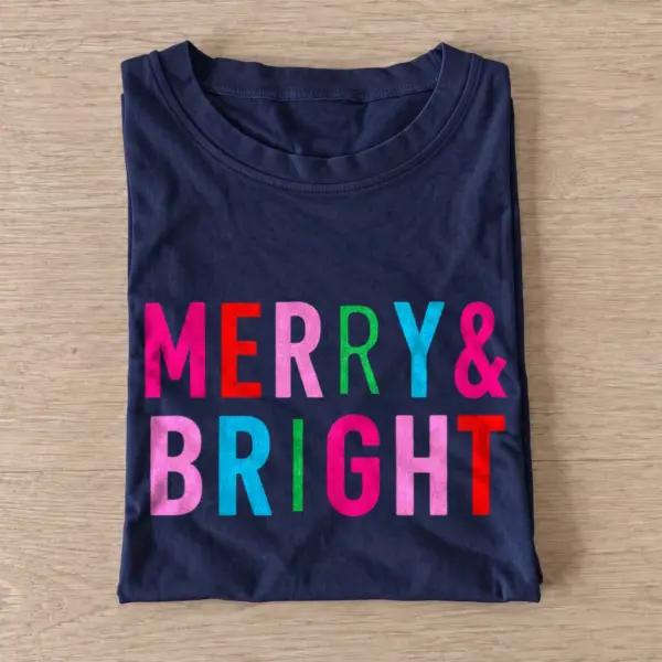 Merry and bright colorful christmas t shirt navy20merry and bright.webp