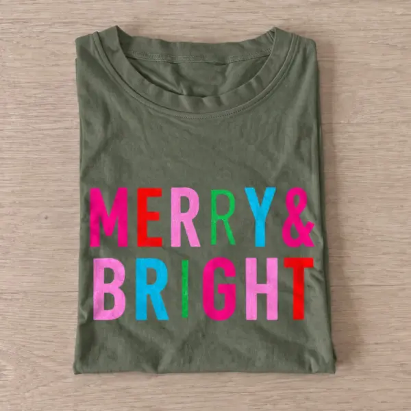 Merry and bright colorful christmas t shirt olive20merry and bright.webp