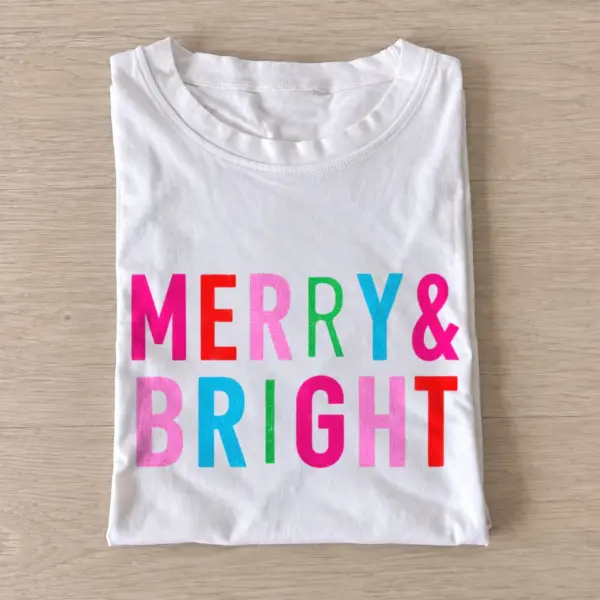 Merry and bright colorful christmas t shirt white20merry and bright.webp