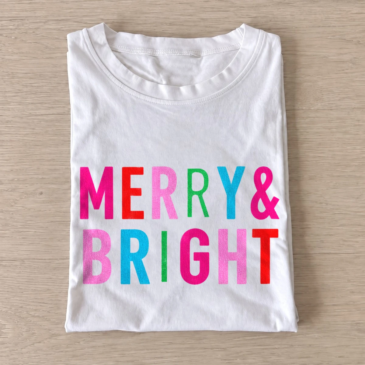 Merry and bright colorful christmas t shirt white20merry and bright.webp