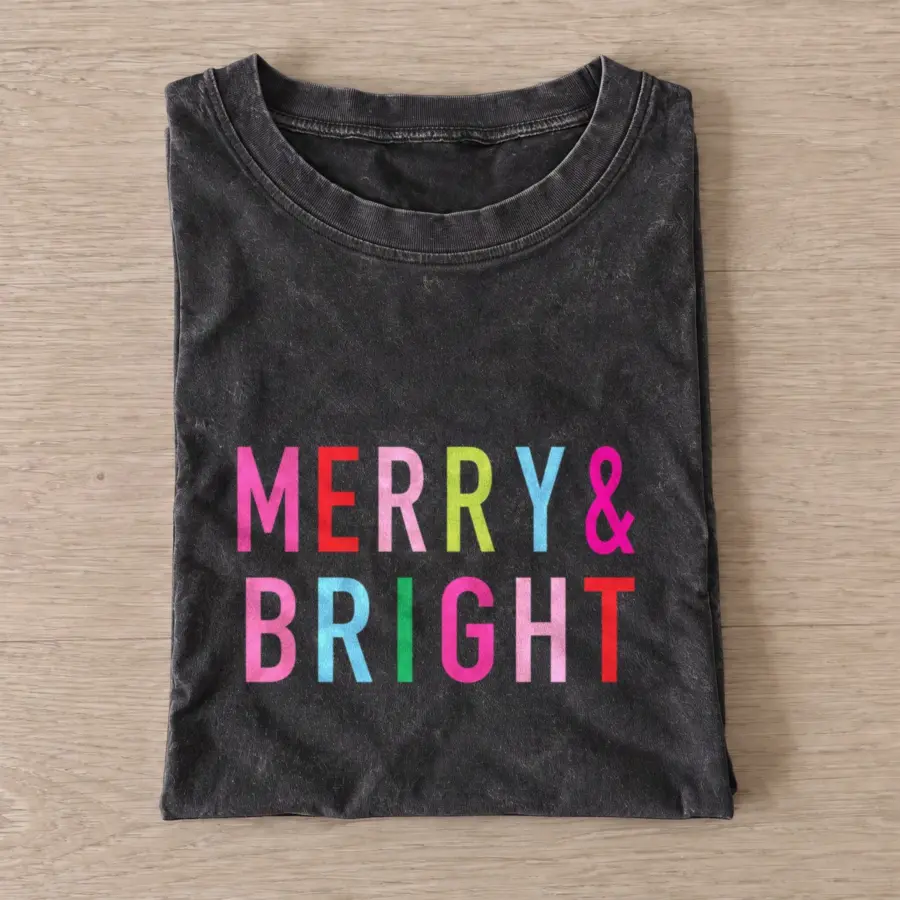 Merry and Bright Vintage Graphic T-Shirt — graphic design