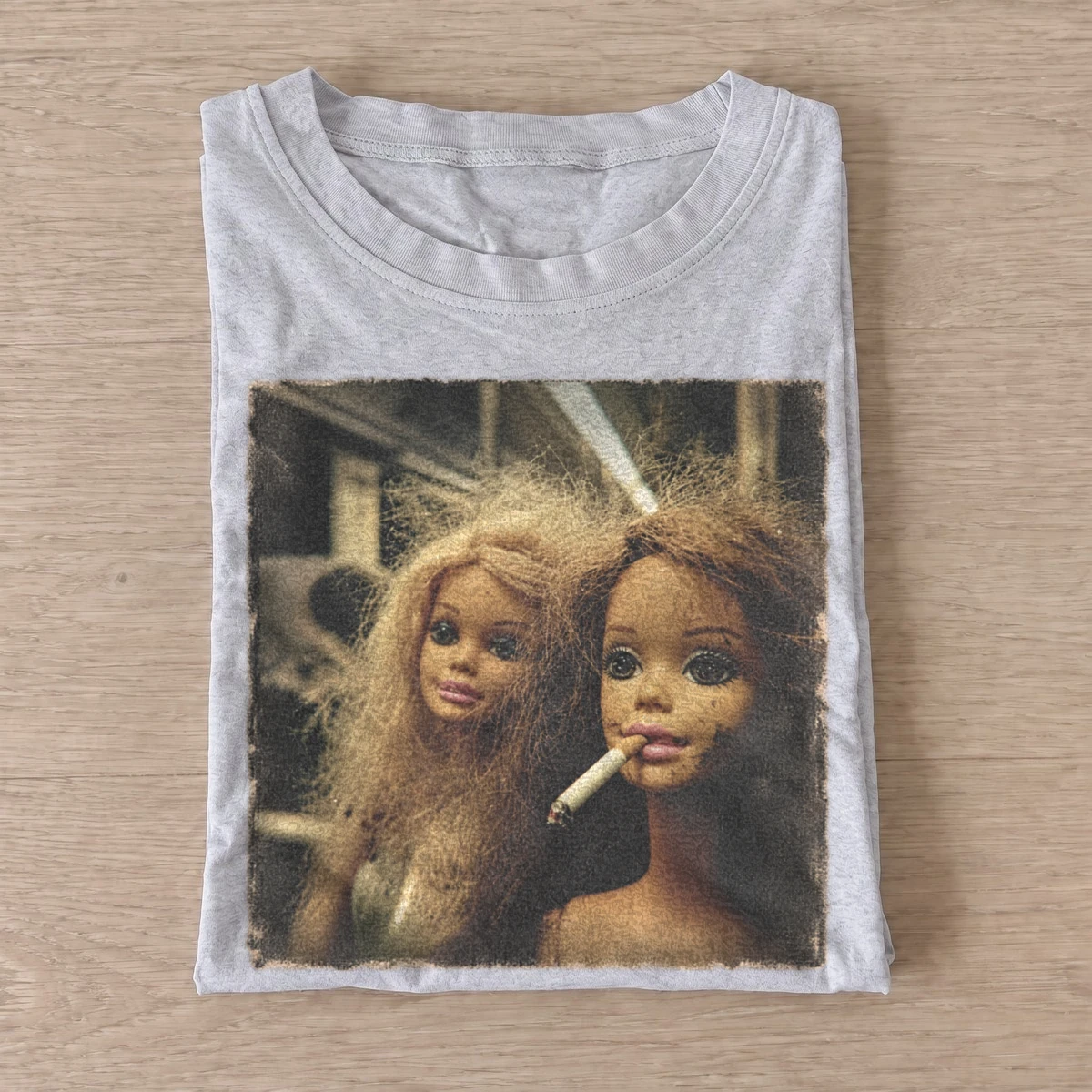 Messy haired doll duo t shirt gray20messy haired doll duo.webp