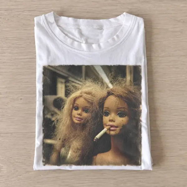 Messy haired doll duo t shirt white20messy haired doll duo.webp