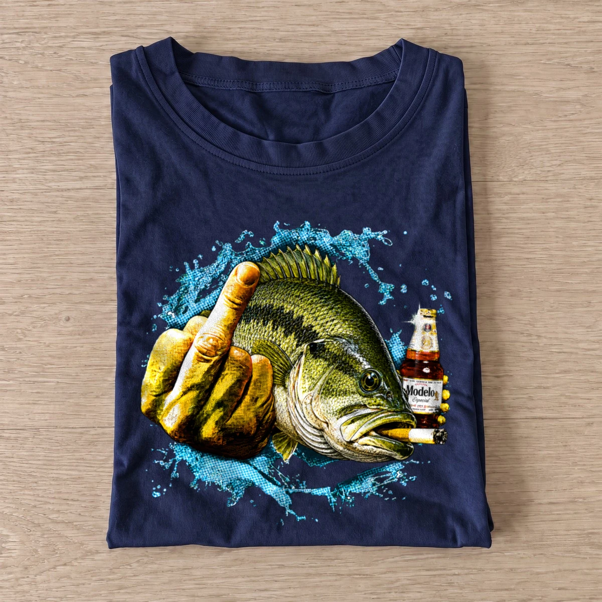 Middle finger bass t shirt navy20middle finger bass.webp