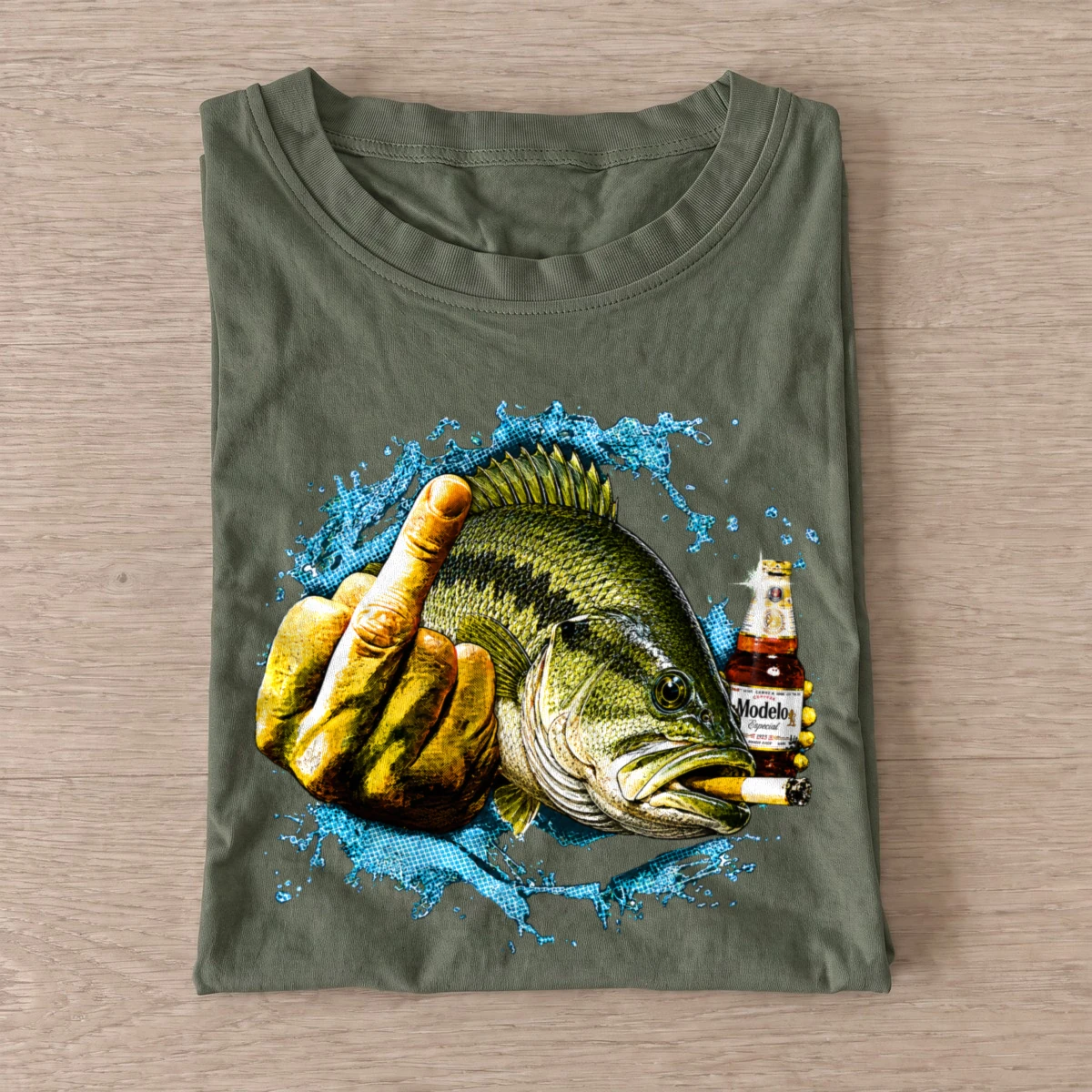 Middle finger bass t shirt olive20middle finger bass.webp
