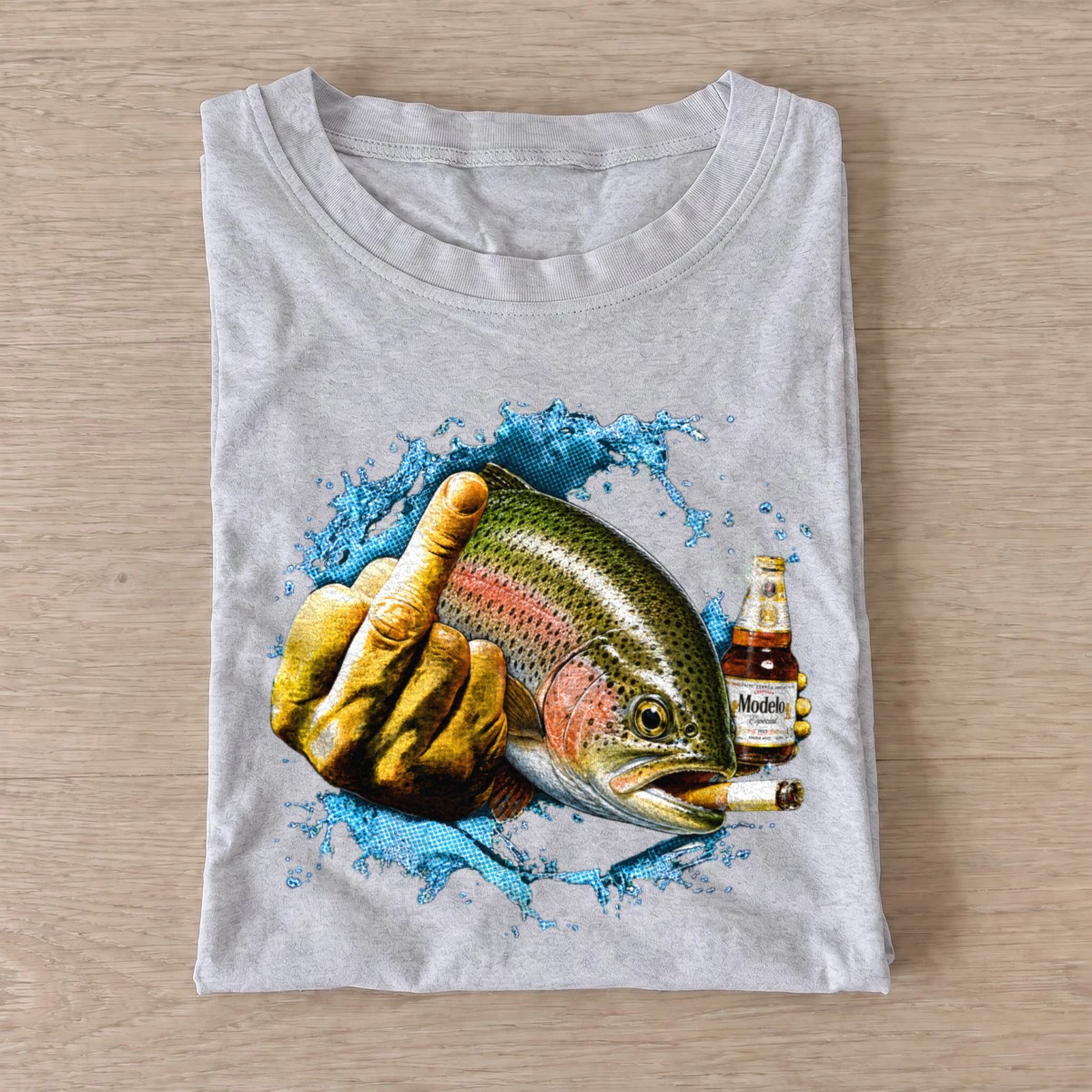 Middle finger trout t shirt gray20middle finger trout.webp