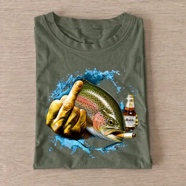 Middle finger trout t shirt olive20middle finger trout.webp