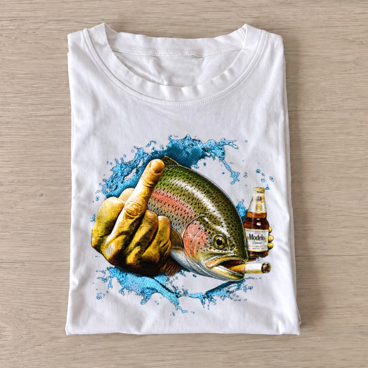 Middle finger trout t shirt white20middle finger trout.webp