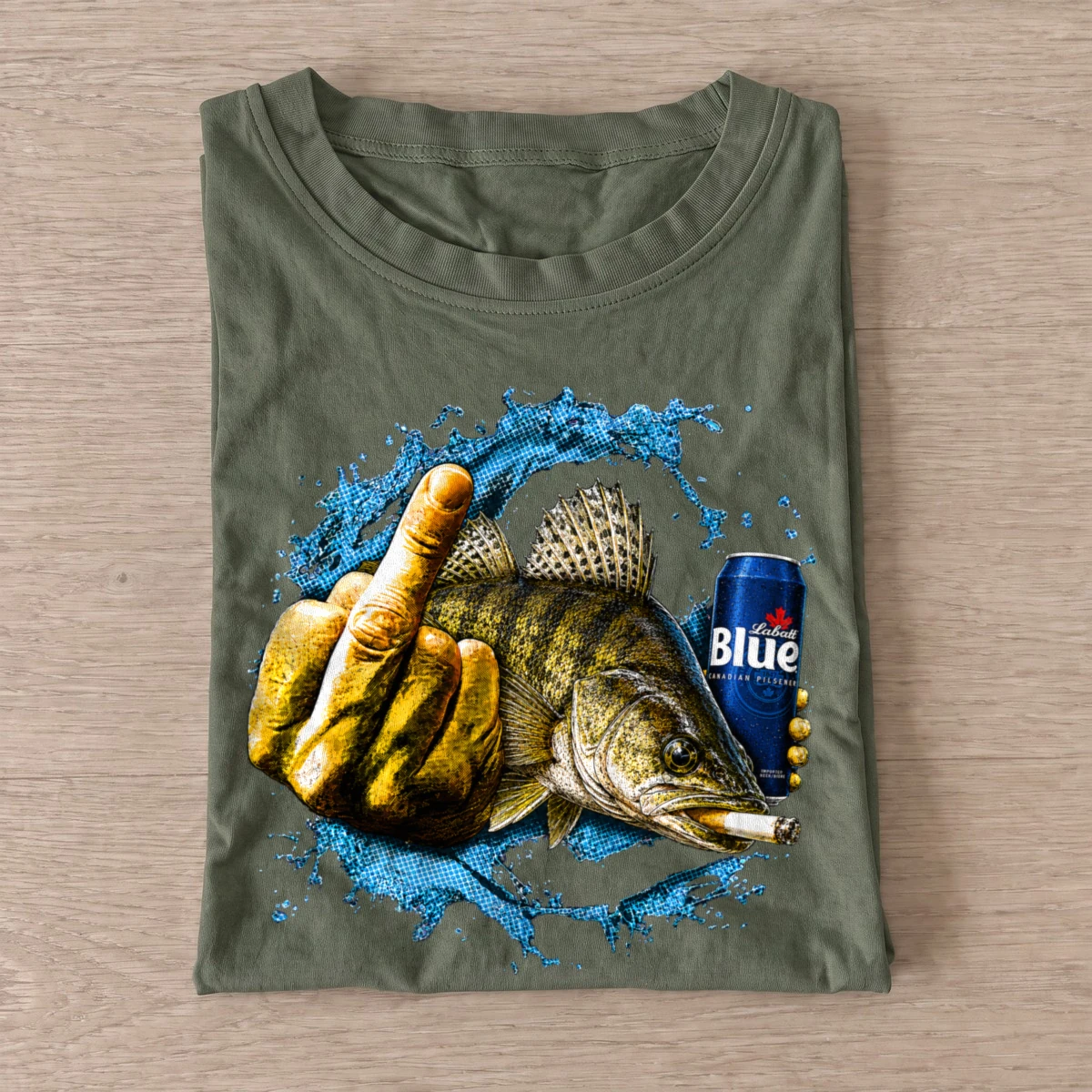 Middle finger walleye t shirt olive20middle finger walleye.webp