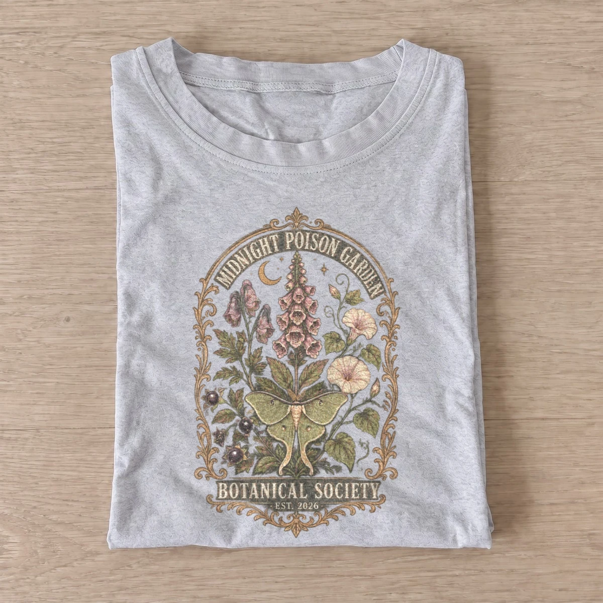 Midnight poison garden botanical t shirt gray20midnight poison garden.webp