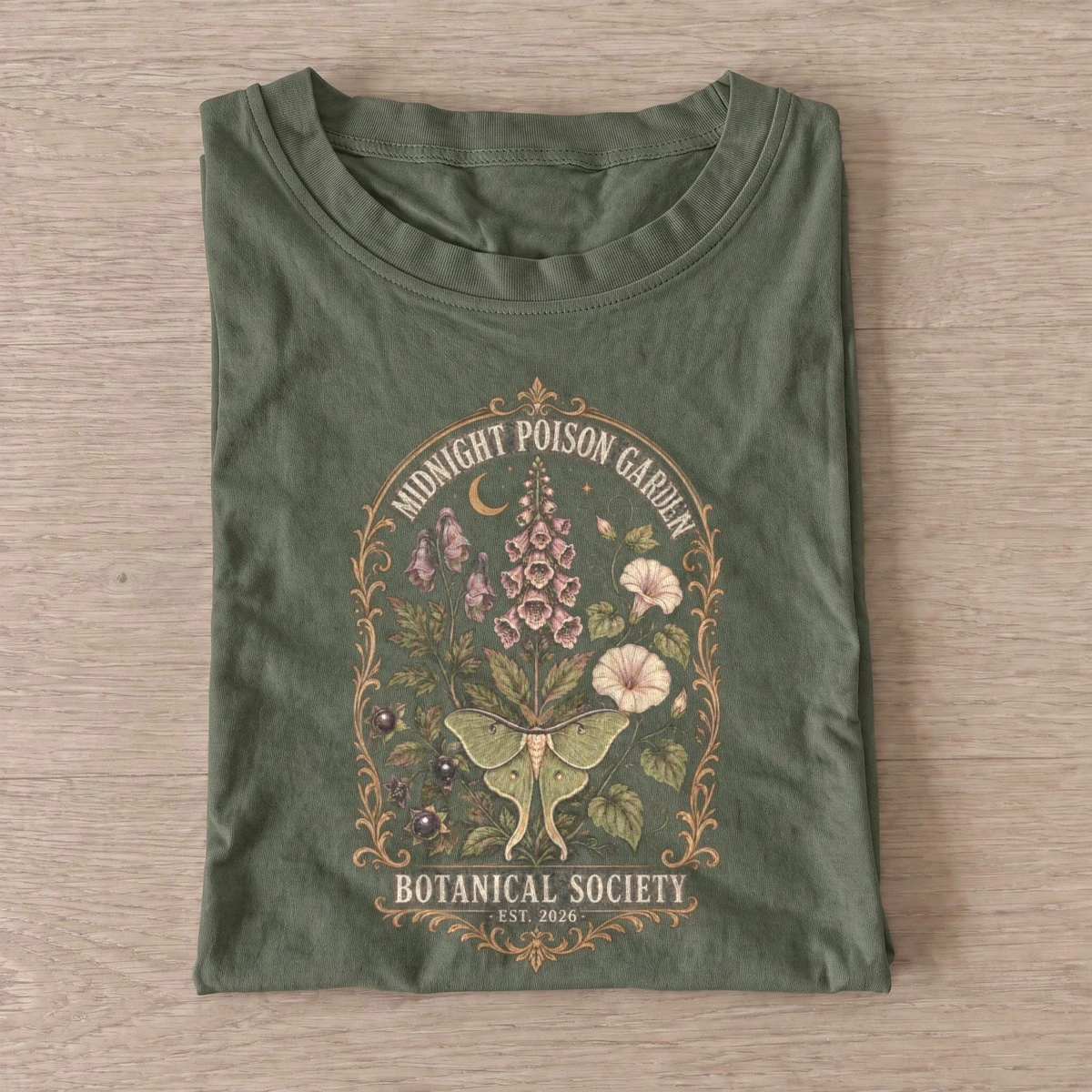 Midnight poison garden botanical t shirt olive20midnight poison garden.webp