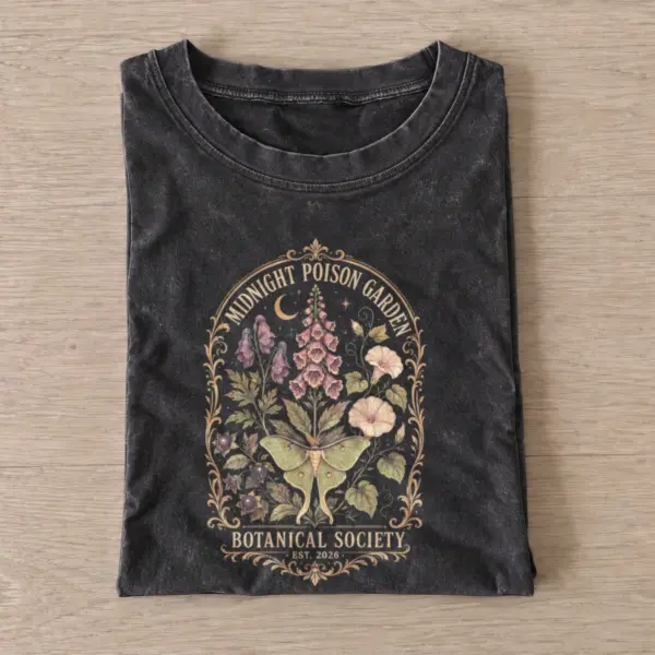 Midnight Poison Garden Vintage Halloween Graphic T-Shirt — graphic design