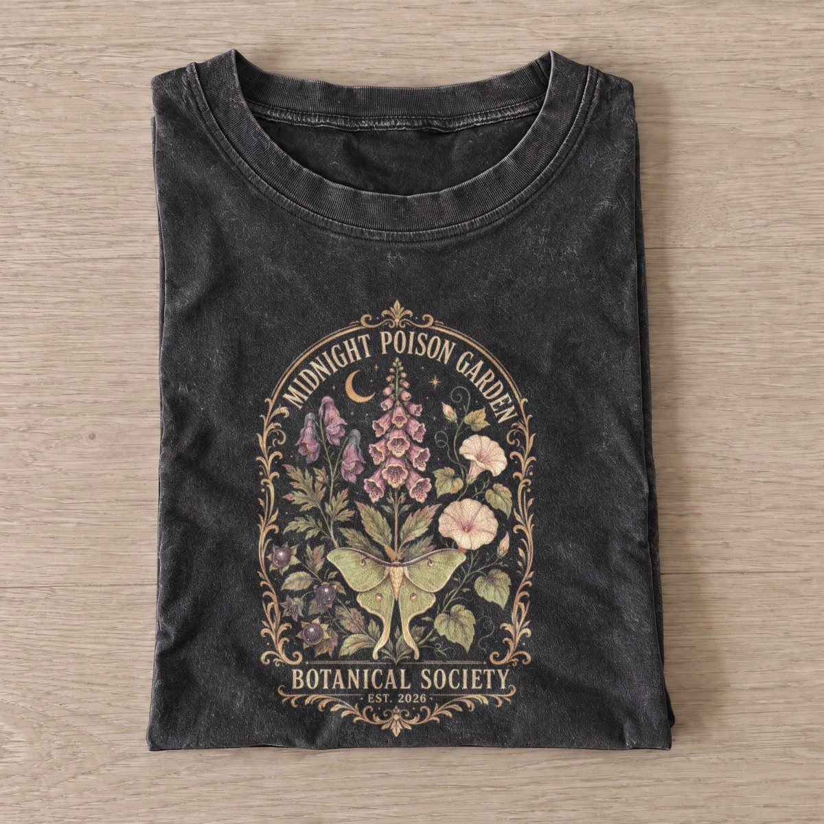 Midnight Poison Garden Vintage Halloween Graphic T-Shirt — graphic design