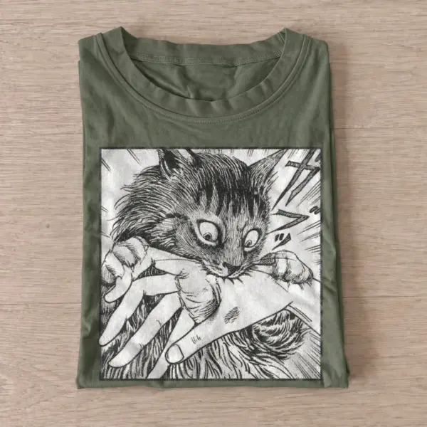 Mischievous manga cat t shirt olive20mischievous manga cat.webp
