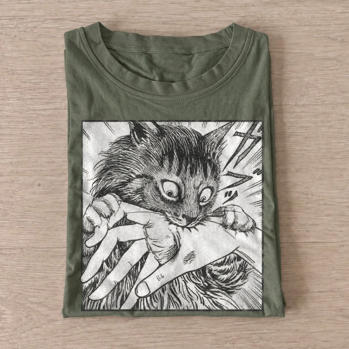Mischievous manga cat t shirt olive20mischievous manga cat.webp