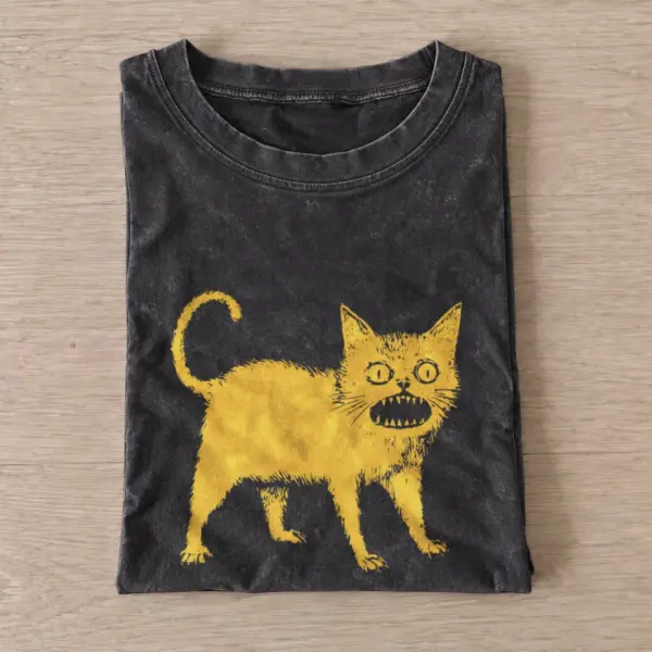 Monster cat vintage t shirt washed20black20monster cat.webp