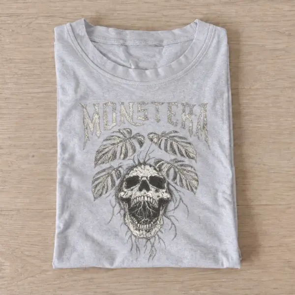 Monstera skull graphic t shirt gray20monstera skull.webp