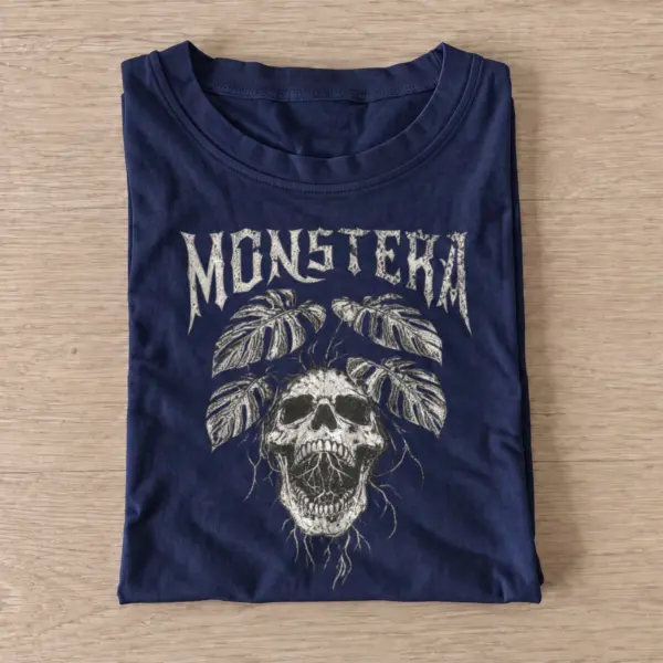 Monstera skull graphic t shirt navy20monstera skull.webp