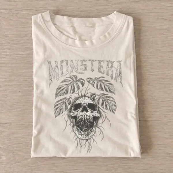Monstera skull graphic t shirt sand20monstera skull.webp