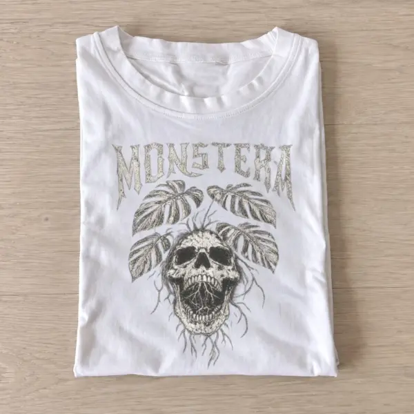 Monstera skull graphic t shirt white20monstera skull.webp