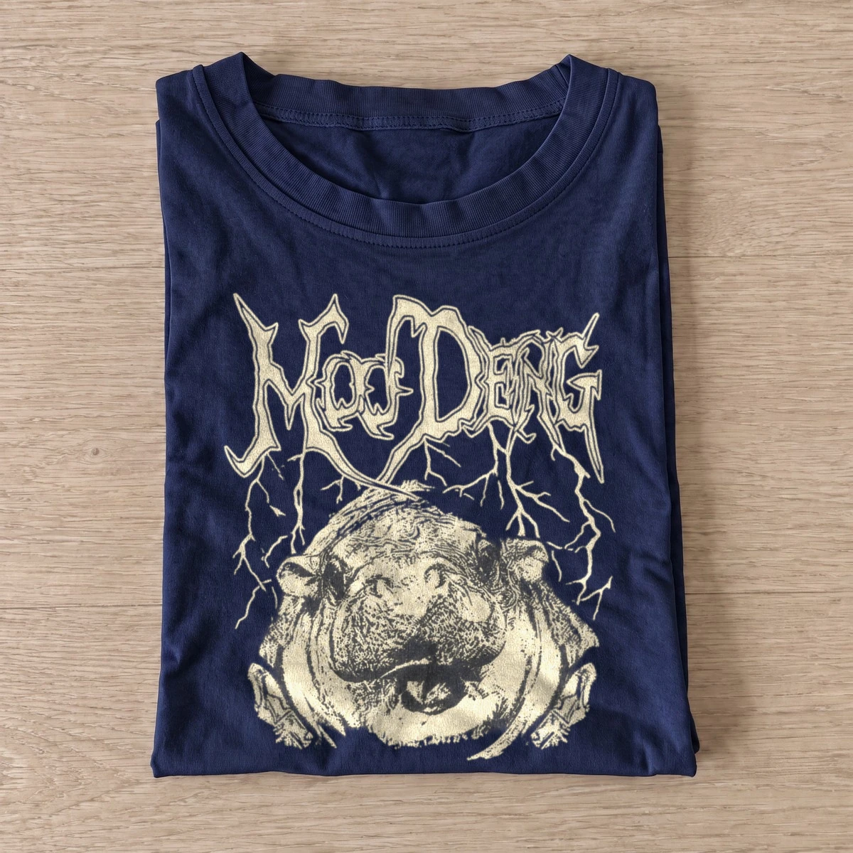 Moo deng baby hippo metal t shirt navy20baby hippo metal.webp