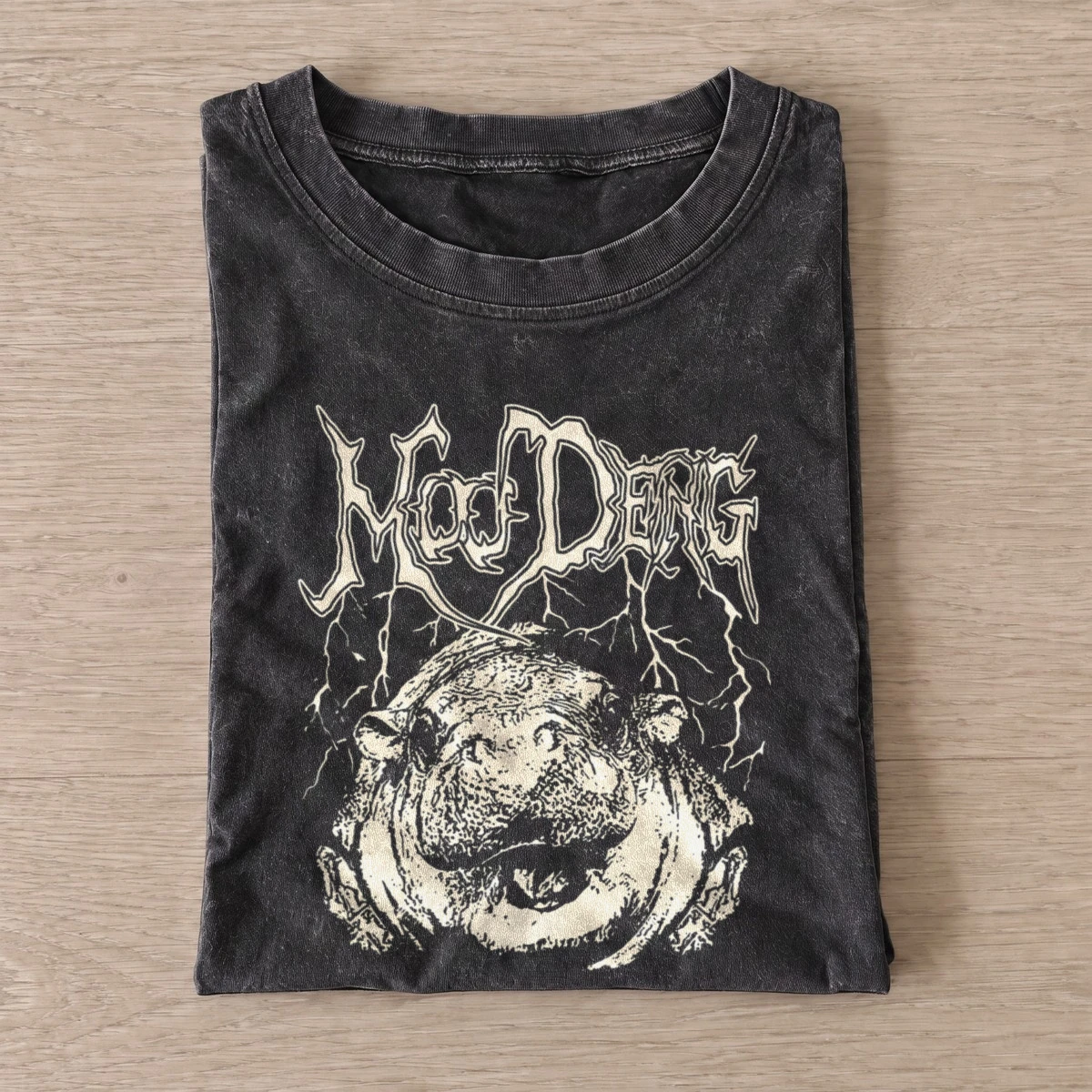 Moo deng metal vintage t shirt washed20black20moo deng metal.webp