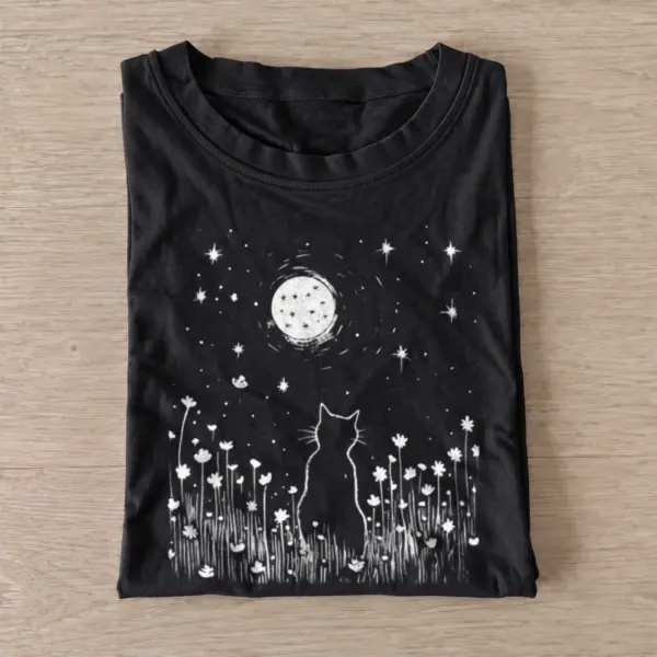 Moon gazing cat t shirt black20moon gazing cat.webp