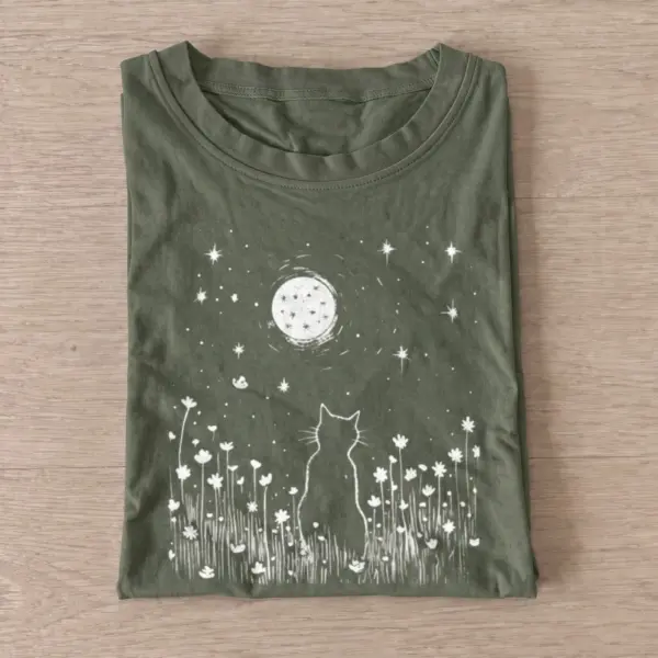 Moon gazing cat t shirt olive20moon gazing cat.webp