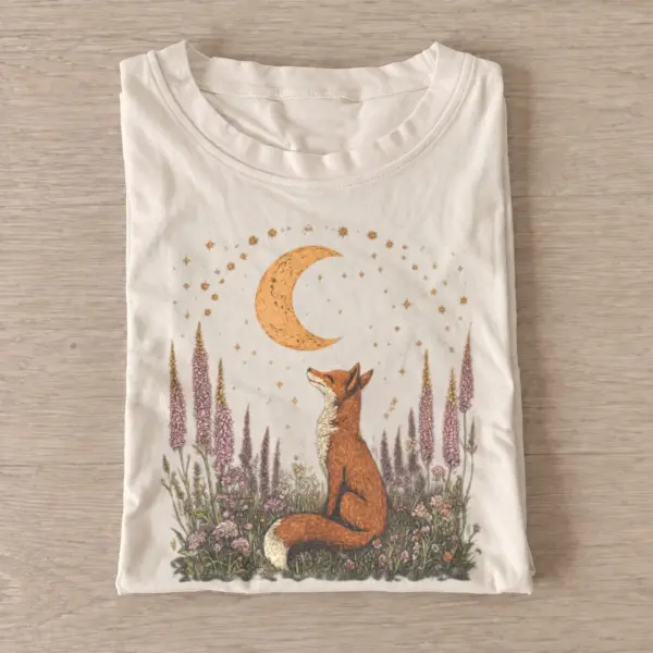 Moon gazing fox t shirt sand20moon gazing fox.webp