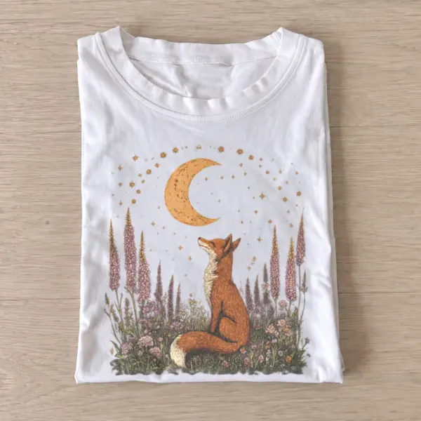 Moon gazing fox t shirt white20moon gazing fox.webp