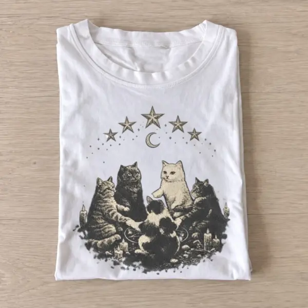 Moon star cat circle t shirt white20moon star cat circle.webp