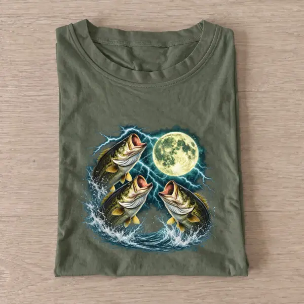 Moonlight Bass Trio Fishing T-Shirt — graphic design