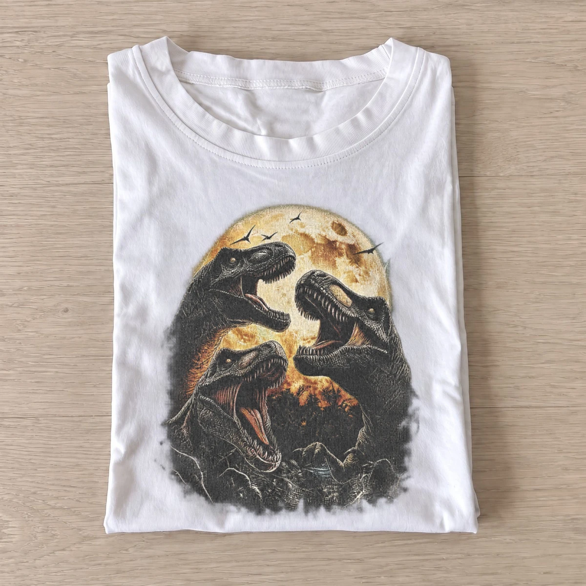 Moonlit dinosaur trio t shirt white20moonlit dinosaur trio.webp