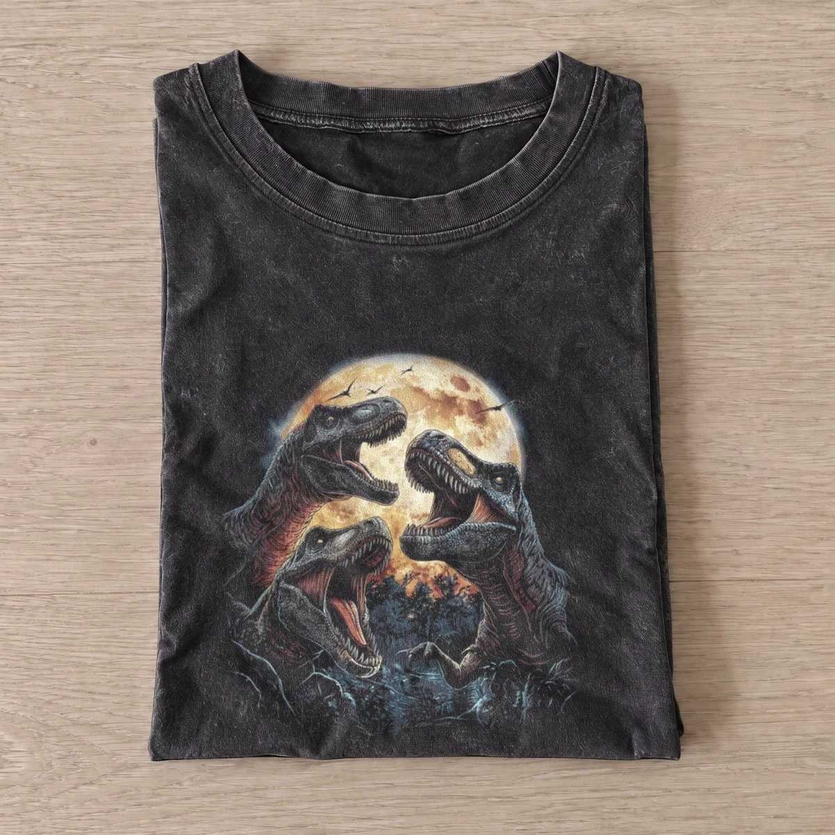 Moonlit dinosaurs vintage t shirt washed20black20moonlit dinosaurs.webp