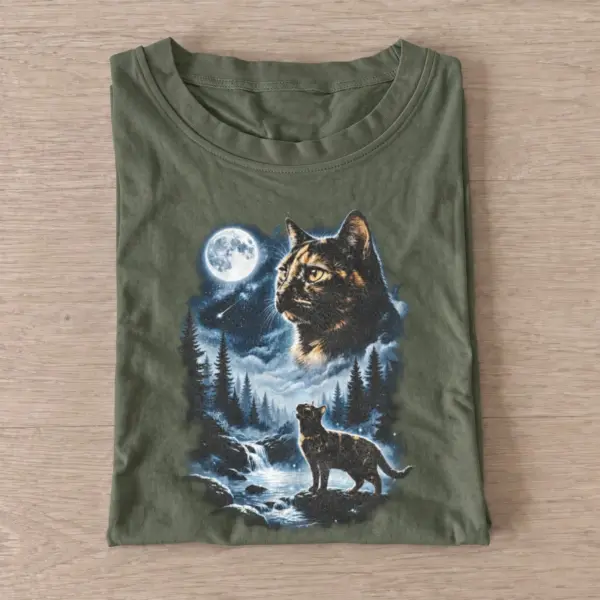 Moonlit forest cat t shirt olive20moonlit forest cat.webp