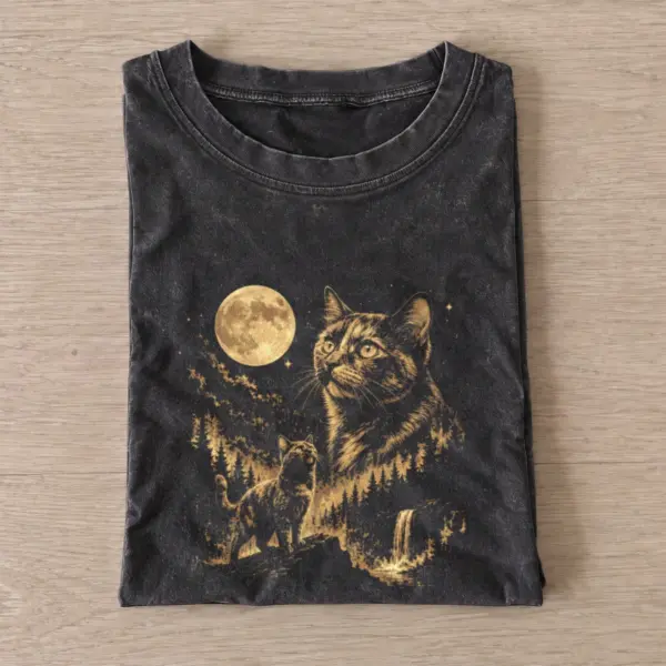 Moonlit forest tabby vintage t shirt washed20black20moonlit forest tabby.webp