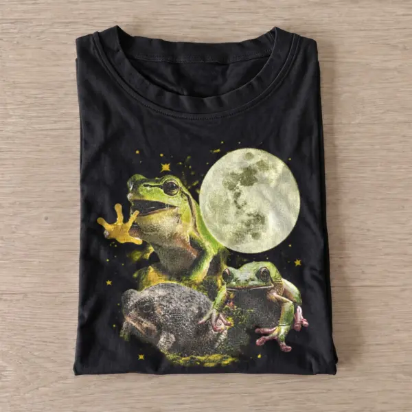 Moonlit frog trio graphic t shirt black20moonlit frog trio.webp