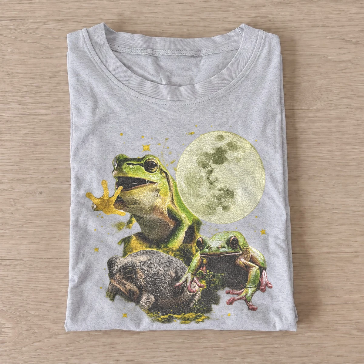 Moonlit frog trio graphic t shirt gray20moonlit frog trio.webp