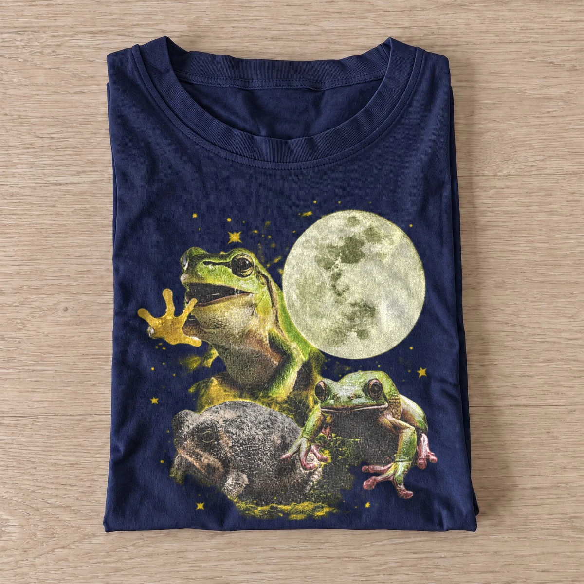 Moonlit frog trio graphic t shirt navy20moonlit frog trio.webp