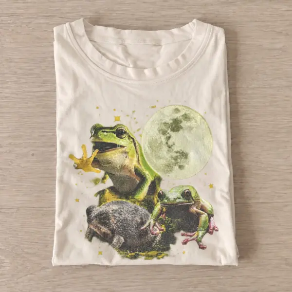 Moonlit frog trio graphic t shirt sand20moonlit frog trio.webp